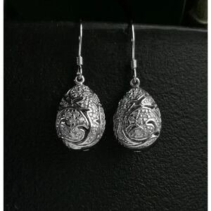 Sterling silver cz damask design dangle drop earrings 🆕